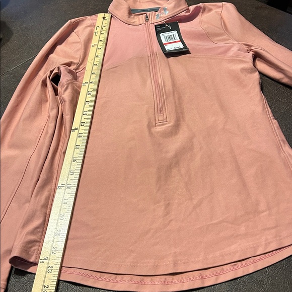 Women’s Under Armour Peach Sz XS Long Sleeve Heatgear Fitted Run Top - Picture 7 of 9